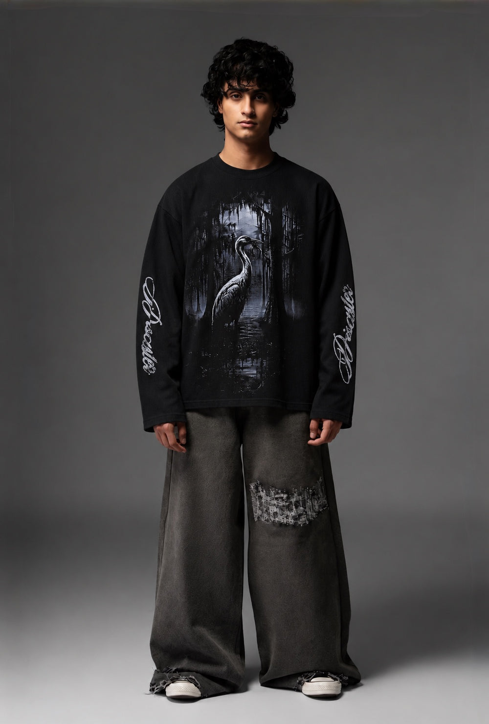 SNOB Heron Graphic Long Sleeve Tee front
